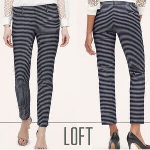 LOFT The Riviera Pants Cropped Julie fit Navy & White Striped Size 8